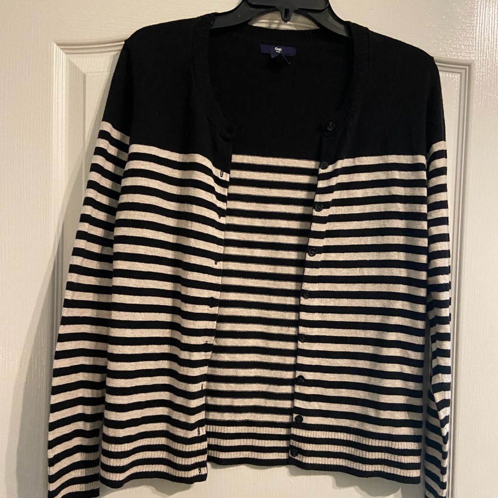 Gap Black and Cream Cardigan (M)